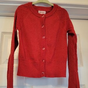 Toddler Girls Red Metallic Cardigan